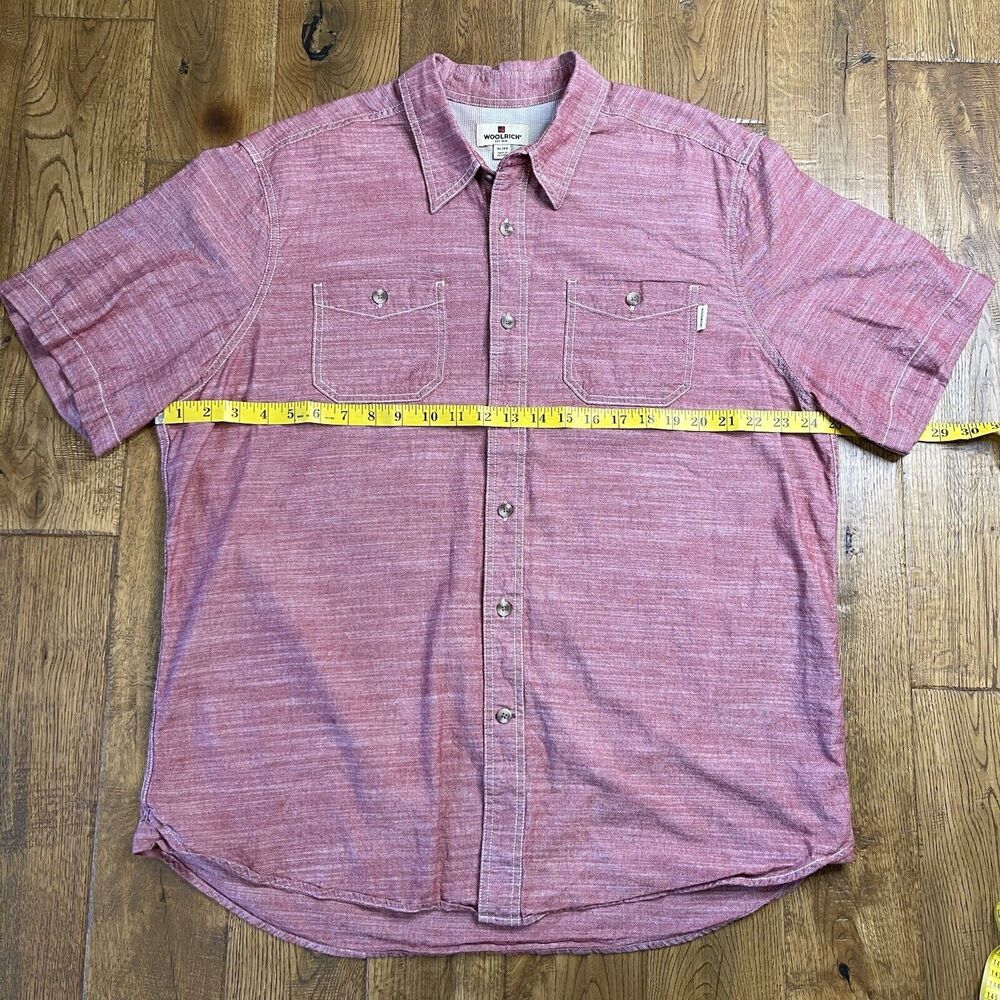 WOOLRICH BUTTON DOWN SHIRT SHORT SLEEVE TWO POCKETS HEATHER RED MEN XL - Picture 4 of 6